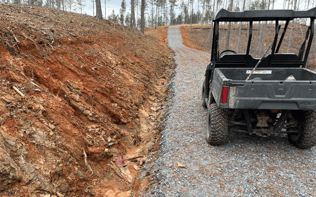 road cut exposing rock outcrop